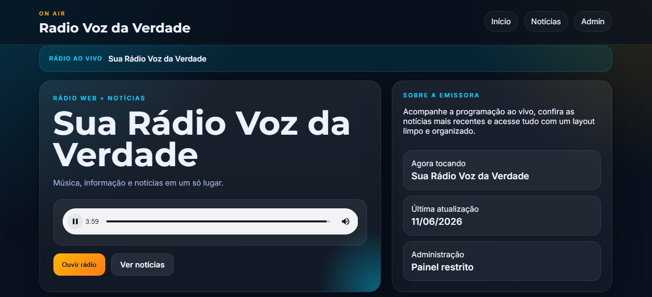 Site Radio Web com Noticias e Painel Admin(php,mysql)